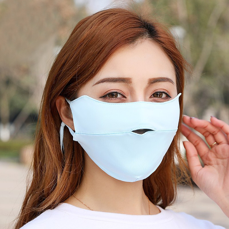厂货日本夏季露鼻开口冰丝口罩女护眼角防紫外线薄款防晒透气面罩