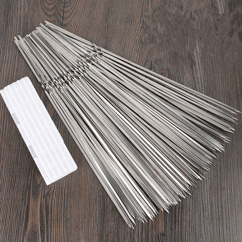 扦子烤肉签特支用具烧烤炉户外组合穿的用圆加粗扁烤炉串签子铁宽