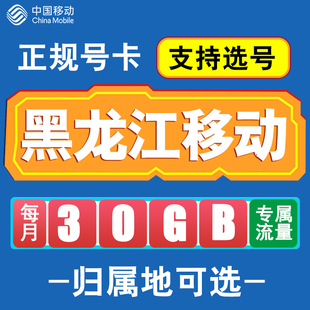 黑龙江移动卡手机电话卡4G流量通话卡全国通用长期低月租无漫游