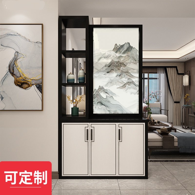 新中式隔断柜图片大全,木工做客厅隔断效果图,隔断柜屏风_大山谷图库