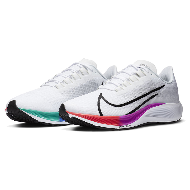 nike air zoom pegasus飞马37白彩虹男女休闲跑步鞋bq