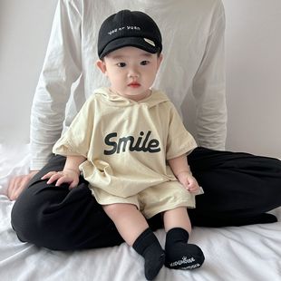 夏季韩版婴儿衣服童纯棉短袖可爱卫衣两件套装薄款分体夏装