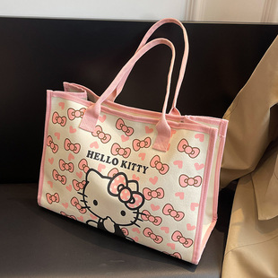 HelloKitty帆布包女大容量可爱卡通kt猫手提袋学生装书通勤托特包