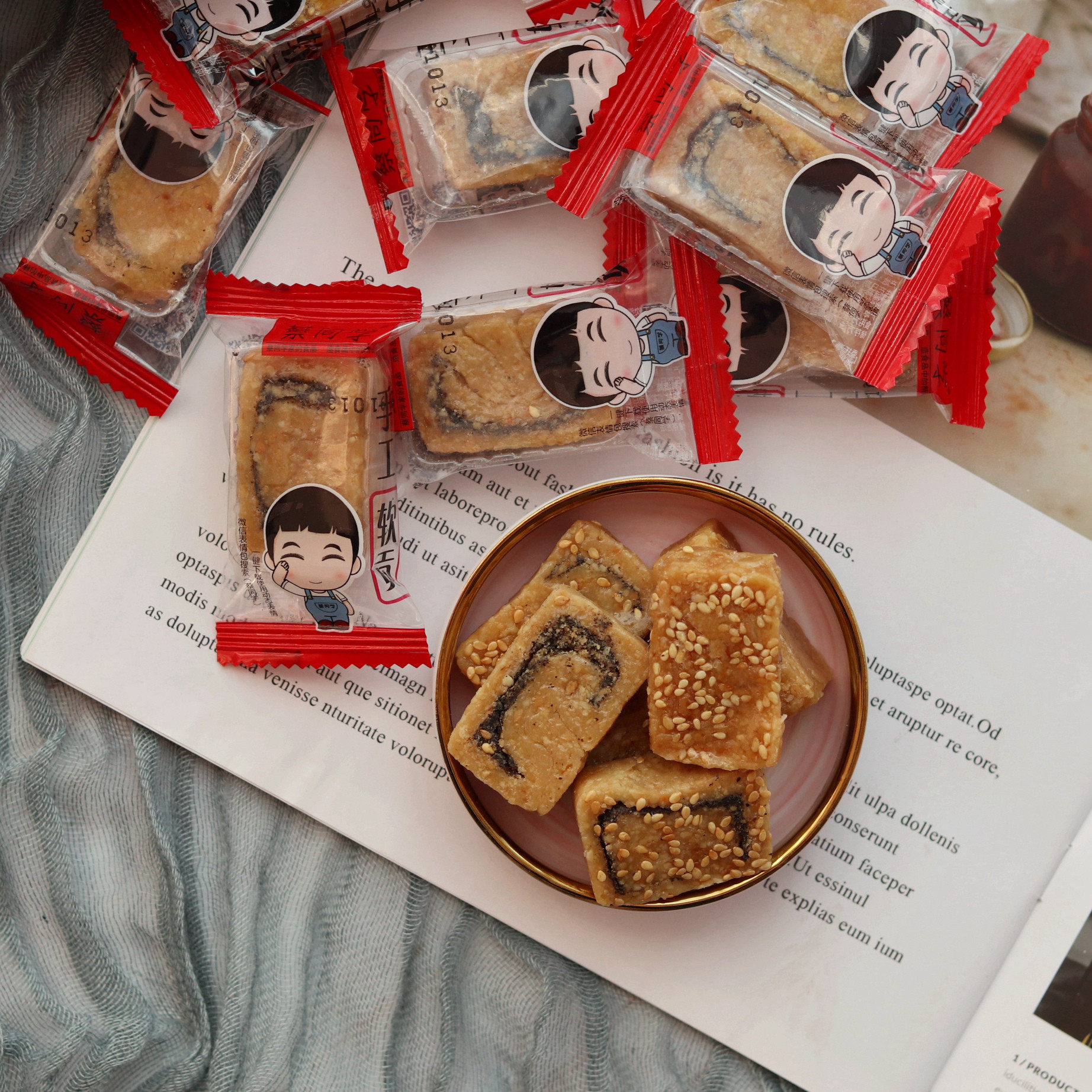 茶点点心_蔡同学软贡闽南漳州特产手工白水贡糖酥糖蒜蓉芝麻软贡糖茶