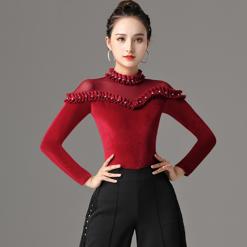 妹姿彩拉丁舞练功服上衣女新款国标摩登跳舞蹈装加厚丝绒性感长袖|msdalam kategori sukan/Yoga/kecergasan/bekalan peminat, Dance/Aerobik/Gymnastics, tarian Latin, Baju Tarian Latin - dari Buy2taobao.com untuk memberikan perkhidmatan ejen Taobao profesional membeli
