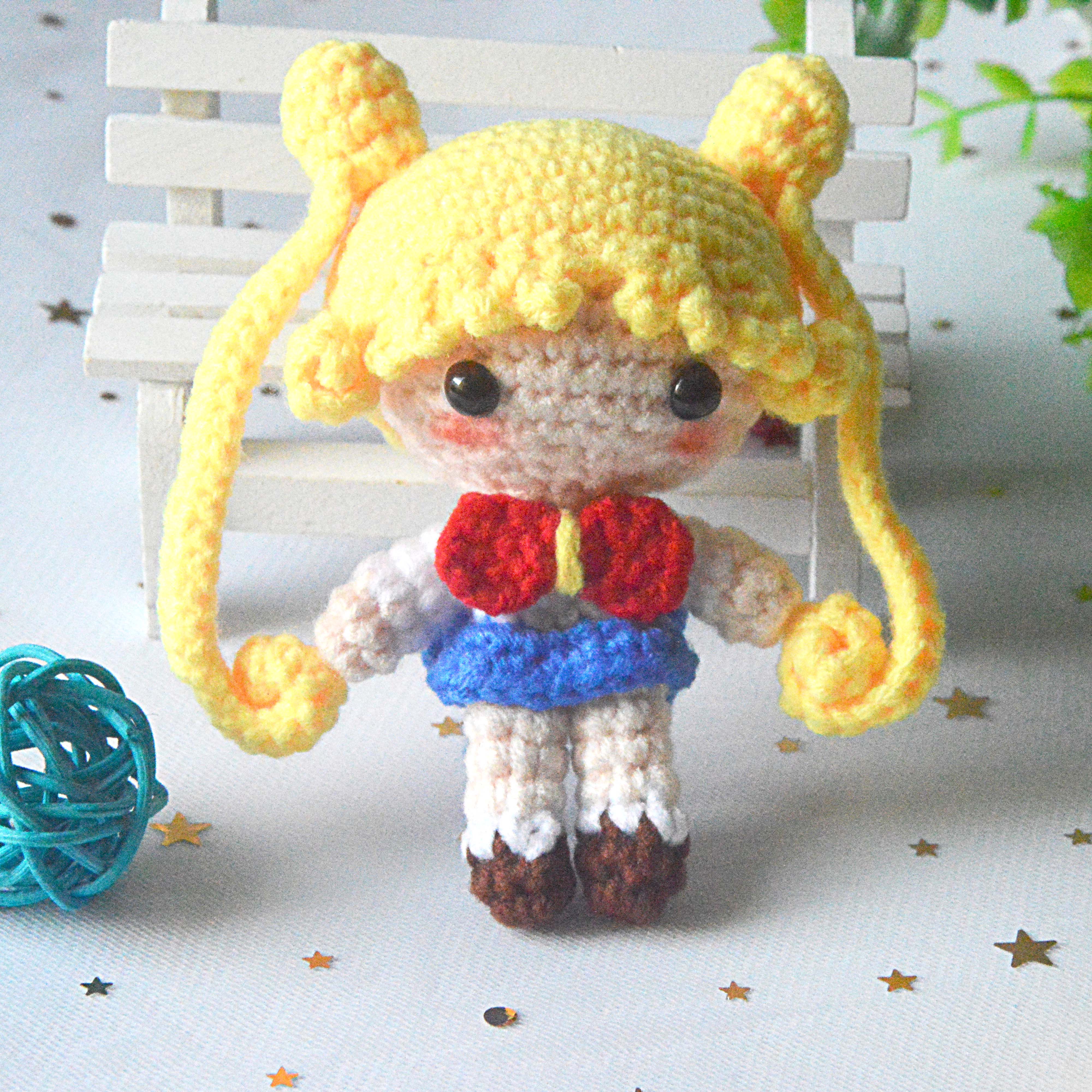 可爱少女心美少女战士月野兔手工编织毛线玩偶成品包包钥匙扣挂件