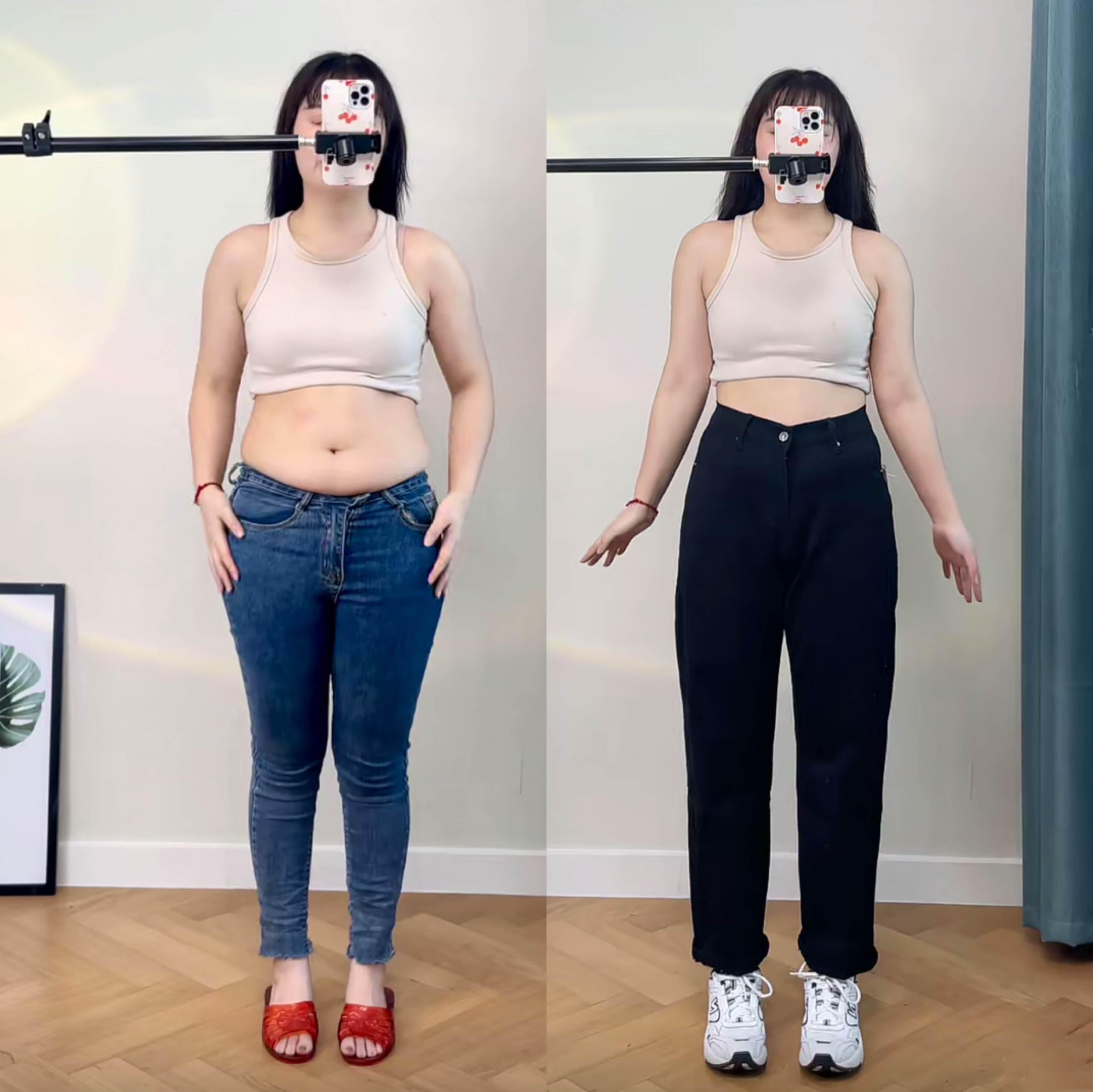 梨形身材大码显瘦牛仔裤女穿搭潮流胖妹妹遮胯大腿粗黑色直筒裤子