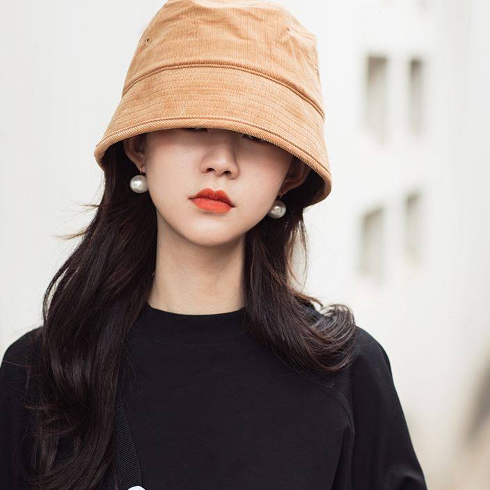 ai春夏百搭短檐渔夫帽ins太阳帽显脸小日系水桶帽帽子女遮阳帽