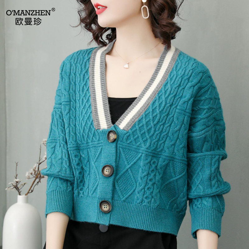 复古短款针织开衫女小款秋装2020年新款外搭洋气毛衣外套春秋上衣