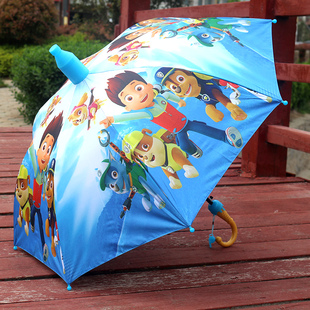汪汪队儿童雨伞幼儿园小学生轻便男女孩长柄黑胶半自动防水套卡通