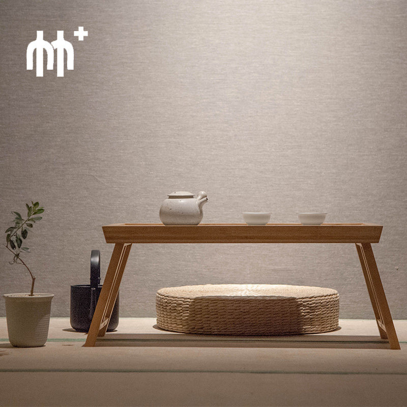 知几折叠式竹茶盘小茶桌户外野餐飘窗桌简约中式蒲团包邮闲趣别院