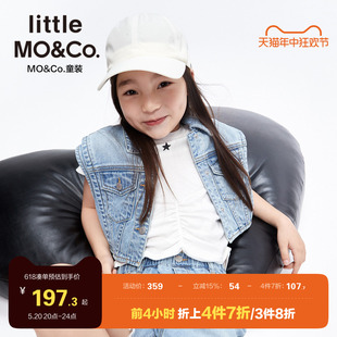 凉感抑菌-little moco童装夏装女童牛仔无袖夹克马甲外套儿童大童