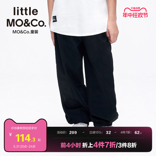 little moco童装夏装男童束脚裤纯棉女童工装裤儿童裤子薄款长裤