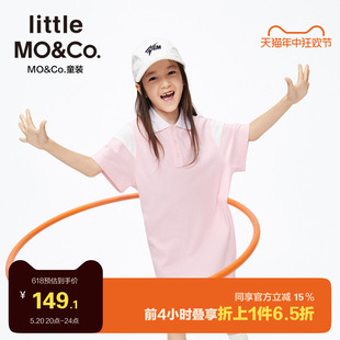 little moco童装夏装女童纯棉polo领短袖连衣裙儿童裙子休闲女孩