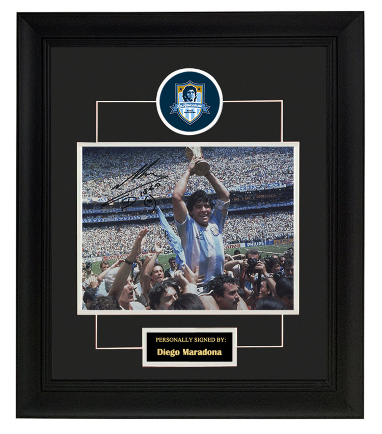 收藏 迭戈马拉多纳 亲笔签名 照片裱框 含sa证书 1986阿根廷夺冠