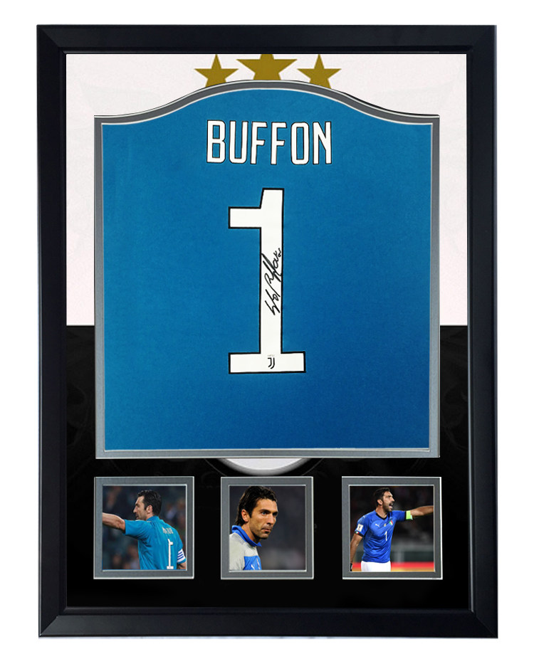 尤文图斯布冯亲笔签名足球球衣sa证书裱框礼物文化