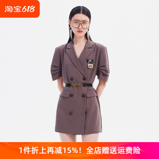 peoleo春夏新品 飘蕾西装连衣裙女洋气显瘦高级感裙子时尚