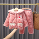 新品女童冬季加厚公主款夹棉儿童法兰绒家居服女孩珊瑚绒睡衣套装
