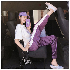 运动套装女2019新款夏季时尚韩版休闲宽松跑步服两件套短袖潮夏天