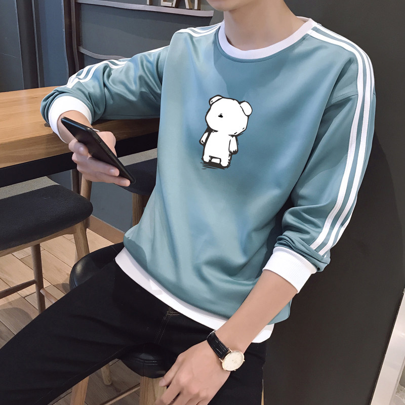 15秋装16男装12初中学生14男孩青少年18岁长袖t恤上衣服男针织衫