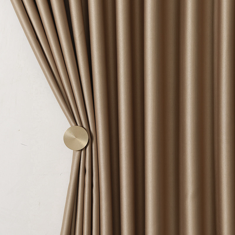 2020年新款遮光窗帘香槟色高精密绸缎仿真丝卧室北欧轻奢美式客厅