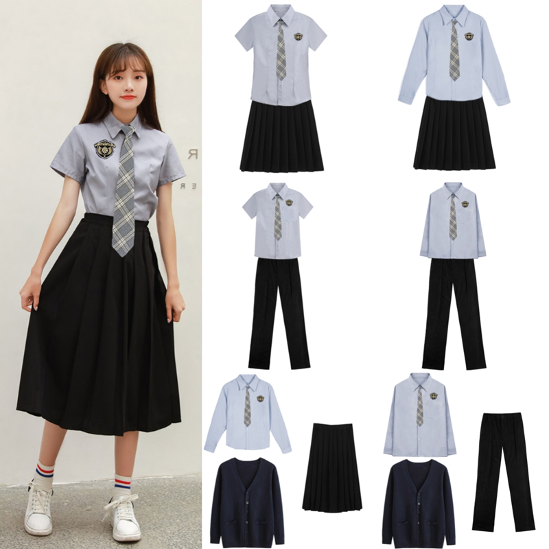 学院风初中班服jk制服秋季高中生灰色校服套装毕业季运动会演出服