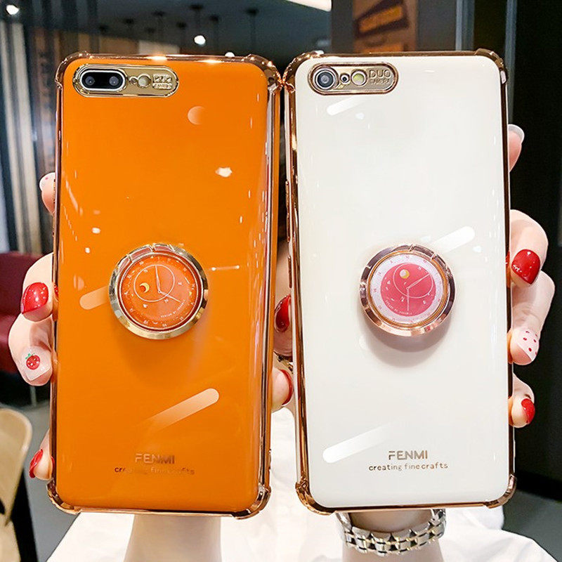 苹果8plus手机壳创意时钟指环支架7p硅胶全包防摔软套iphone7plus电镀