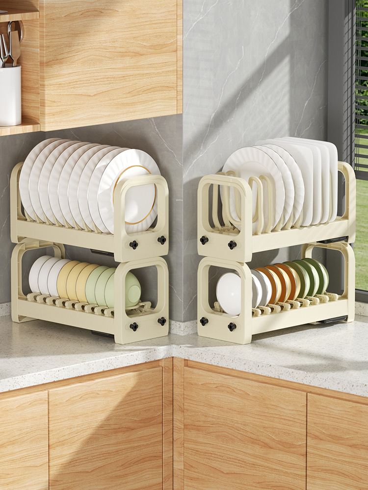 碗盘收纳架柜子家用多功能可调节伸缩放碗架厨房台面抽拉沥水碗架