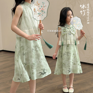 陈大猪女童高级感连衣裙2024夏季新款国风中式裙子儿童背心裙超仙