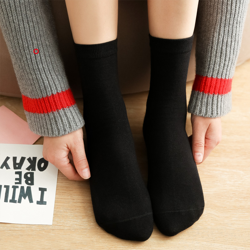 黑色襪子女中筒襪韓版學院風純棉女士襪子秋鼕款全棉男士加厚秋季