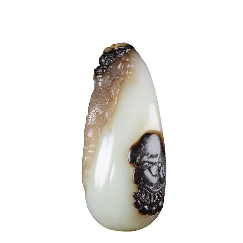 黑皮料【降龙罗汉】北斗玉雕工作室高守亮作品 和田玉挂件 67g