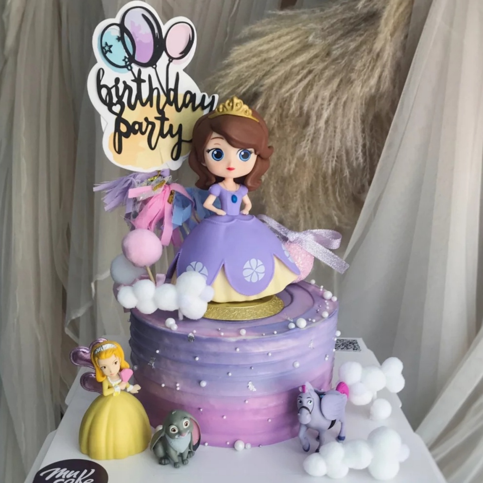 苏菲亚公主紫裙索菲亚公主女孩小公主生日蛋糕装饰摆件网红插件