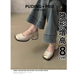 法式内增高粗跟单鞋女2025春秋新款小个子女款百搭玛丽珍高跟鞋子