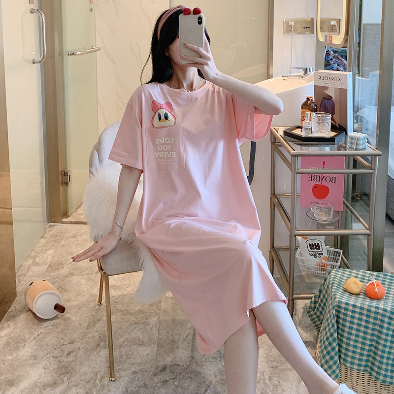 罗丽丝睡衣女夏季纯棉宽松2022年新款学生睡裙可爱卡通全棉薄款家