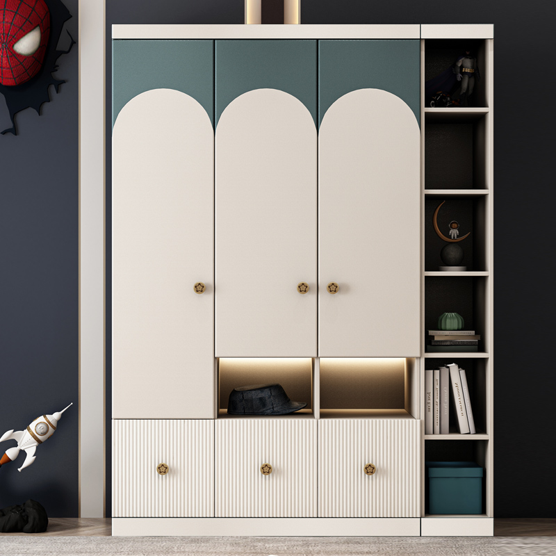 2021新款三门两门儿童衣柜现代简约家用卧室衣橱男孩组合家具柜子
