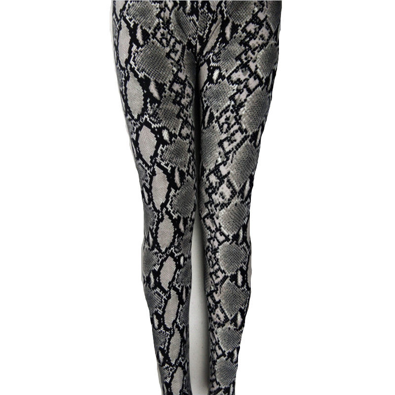 放心好店春季牛奶丝印花狂野蛇纹弹力打底裤