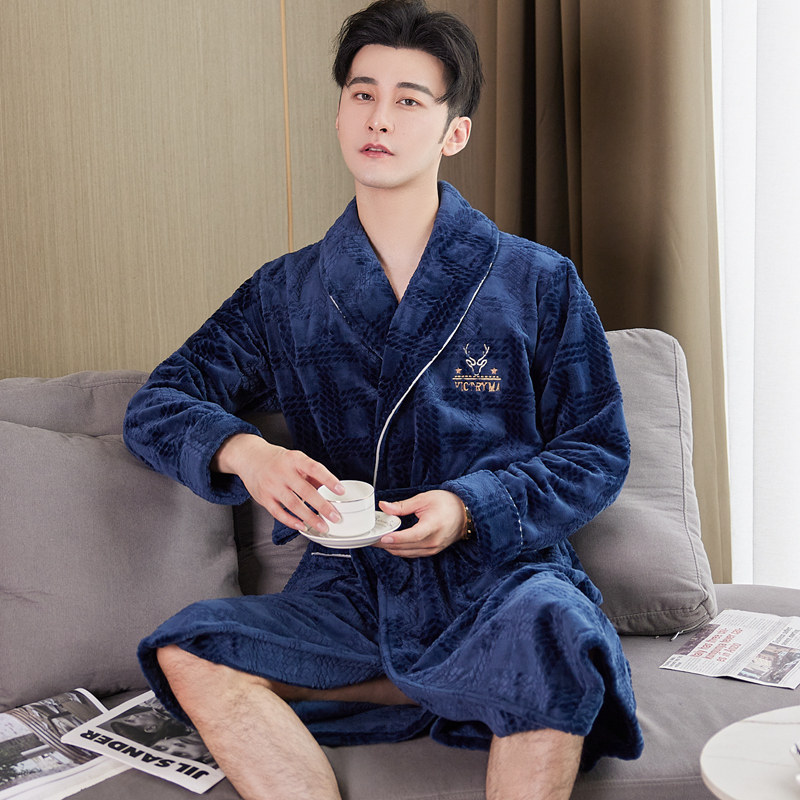 男式睡袍秋冬