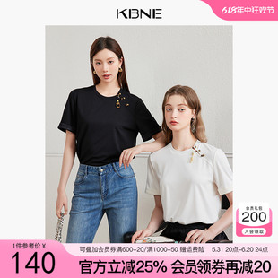 KBNE短袖t恤女白色国风新中式2024夏季新款爆款设计感小众上衣