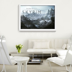 上古周边5天际skyrim老滚图片装修收藏装饰画照片实木海报相框墙木式游戏卷轴图片