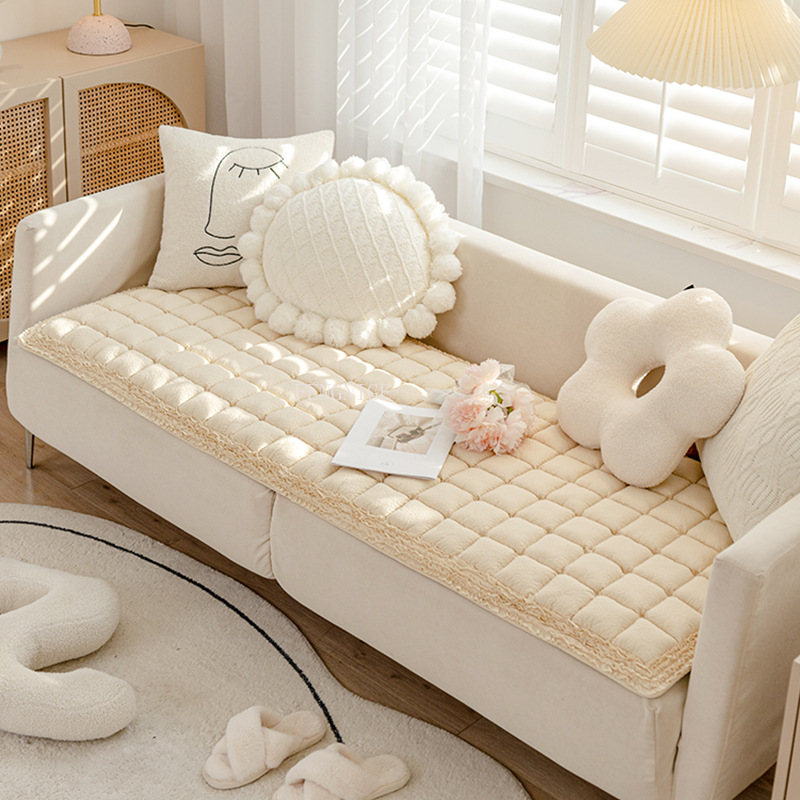 2024新款家居布艺沙发垫舒适透气亮色馒头垫飘窗垫背部防滑硅胶颗