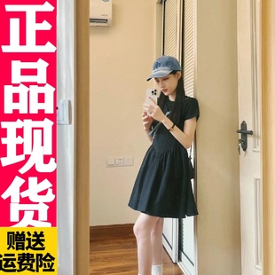 D704 小黑裙连衣裙女夏天小个子短裙穿搭黑色裙子夏季辣妹套装202