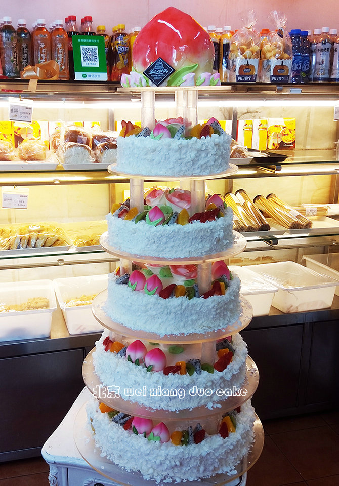 六层老人生日蛋糕 寿宴多层 六十大寿 祝寿寿桃 福禄寿喜可做八层