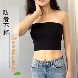 裹胸抹胸内衣无肩带内搭大胸显小防滑吊带背心女防走光上衣夏外穿