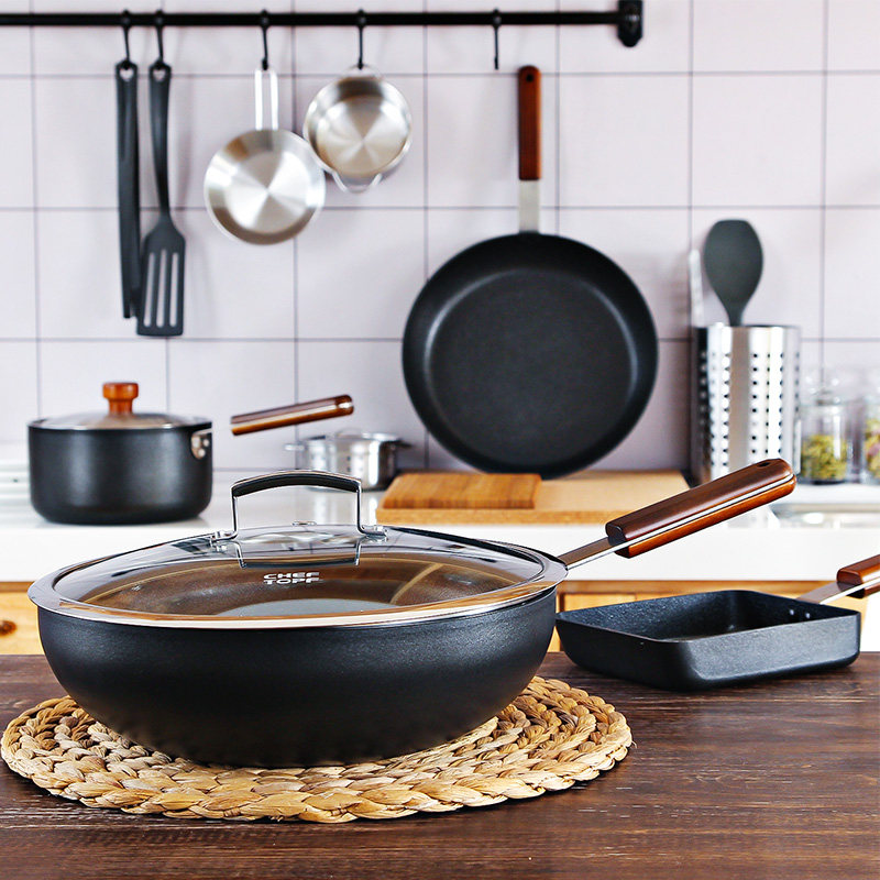 韩国不粘锅炒锅套装烹饪锅具炉具组合家用厨房厨具用品四件套全套