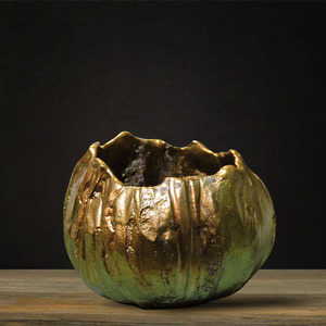 北欧时光 金色铝金属花状蜡烛台咖啡厅酒吧乡村别墅工艺品摆件