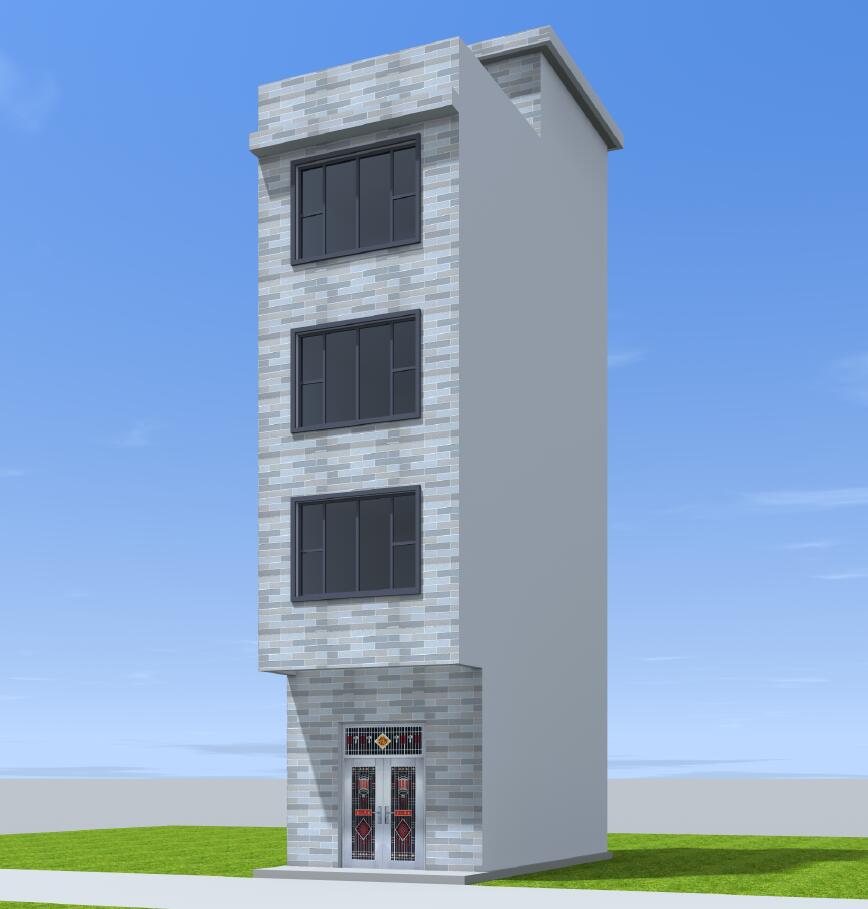 4x8 四层临街楼房设计方案图纸效果图建筑结构水电全套施工图纸