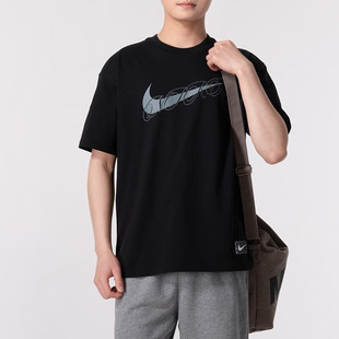 纯棉短袖耐克男装Nike正品2024夏新款宽松休闲运动透气T恤FV8411