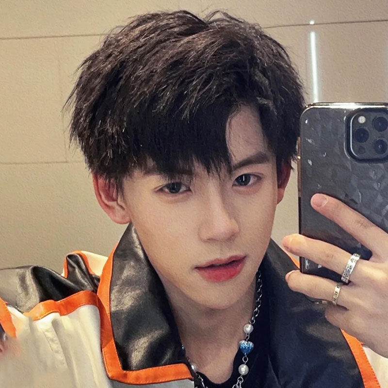 假发男中分蓬松帅气