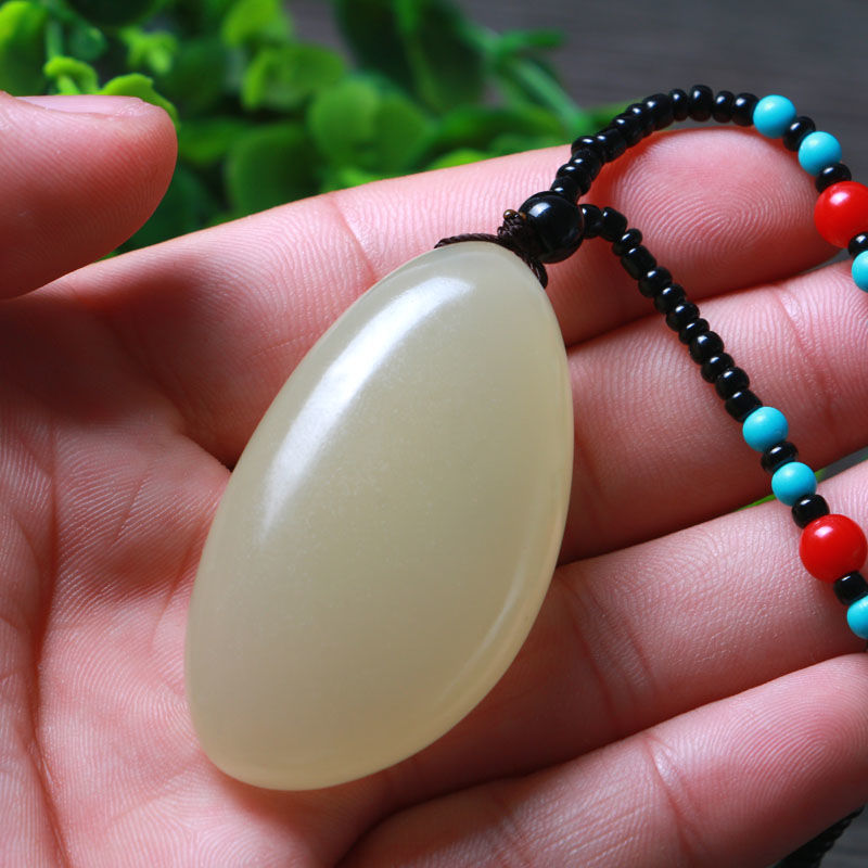 精品h拍卖天然新疆和田玉白玉籽料原石玉吊坠 玉石水滴男女款