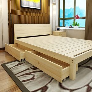 木床双人床18米特价实木简易图片